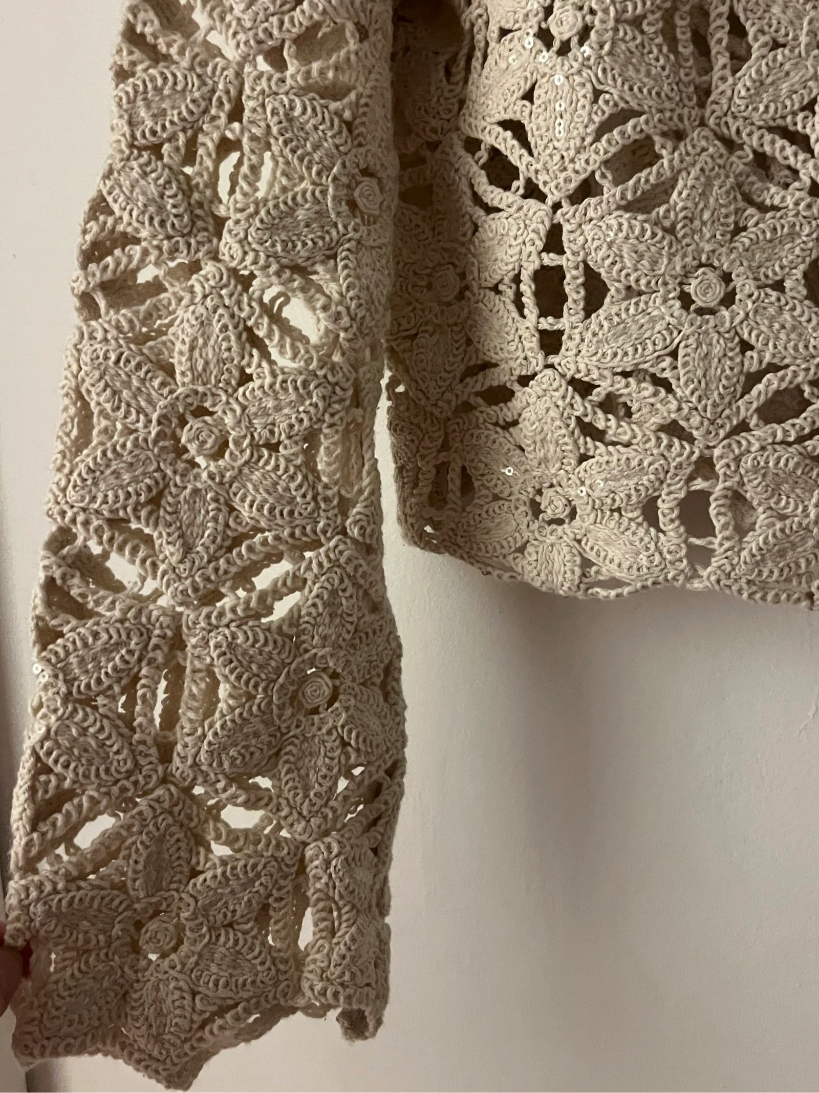 🤍 Gilet / Chaqueta Zara de Ganchillo Floral Beige Nuevo con Etiqueta 🤍 – photo 6